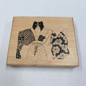 Limited edition kimono cat wooden rubber stamp